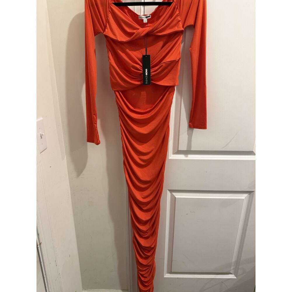 Fashion Nova Kristial Maxi Dress Orange Size Medium NWT